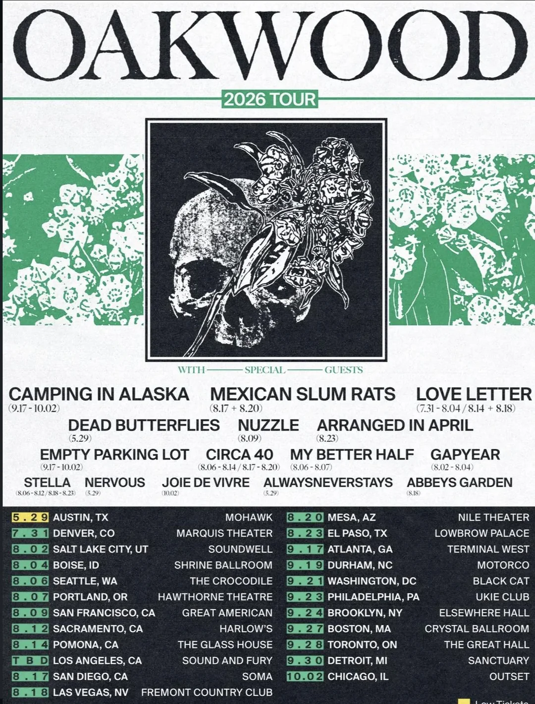 Oakwood 2026 tour poster
